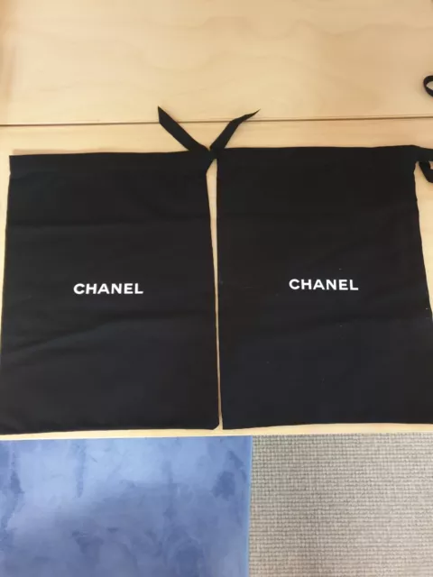 CHANEL Genuine Dust Bag 2x Set- 33x25cm Authentic for Shoes Ribbon Tie