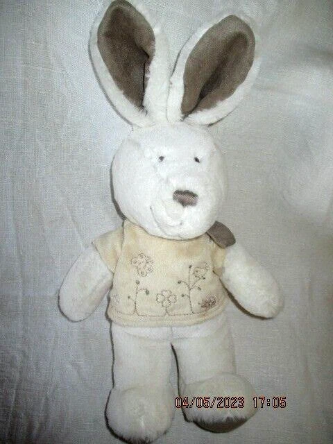 Doudou Peluche Nicotoy Simba Lapin écru beige et  marron  ht totale 37cm