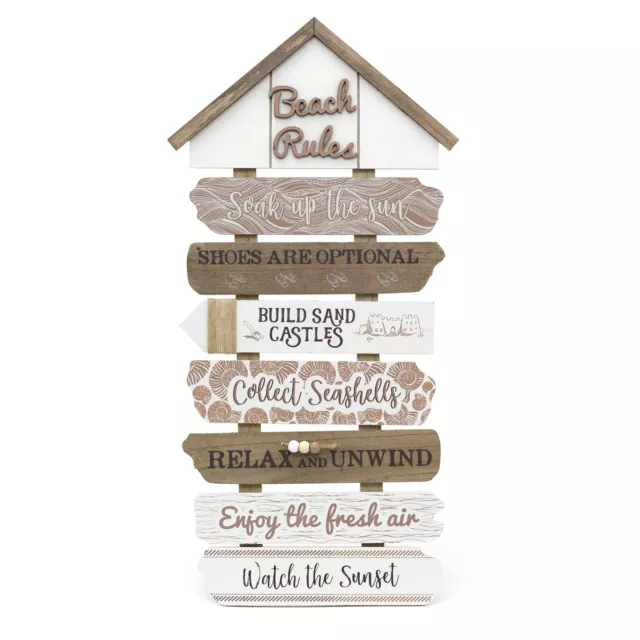 Nautical Beach Rules Wall Plaque | Beach Hut Sign - Wall Art Coastal Decor