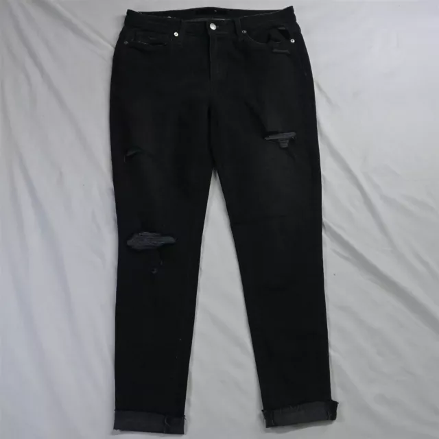 NEW Joes 30 Mid Rise Skinny Ankle Destroyed Black Stretch Denim Jeans
