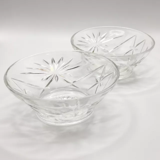 2 Anchor Hocking Early American Prescut Star of David Clear Glass Berry Bowls