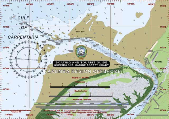 Boating, Fishing, Qld Marine Safety Chart - KARUMBA REGION OFFSHORE - Camtas