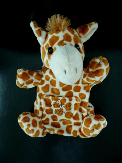 *.DOUDOU PELUCHE MARIONNETTE HISTOIRE D'OURS GIRAFE marron roux écru POCHE NEUF*
