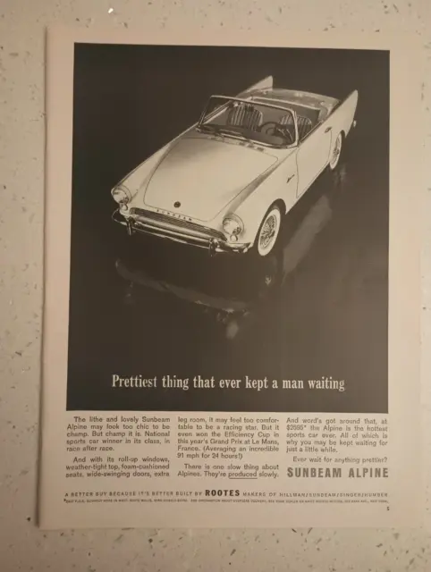 1961 Sunbeam Antique Car Ad Body Alpine Rootes Convertible Humber Engine Cdo61