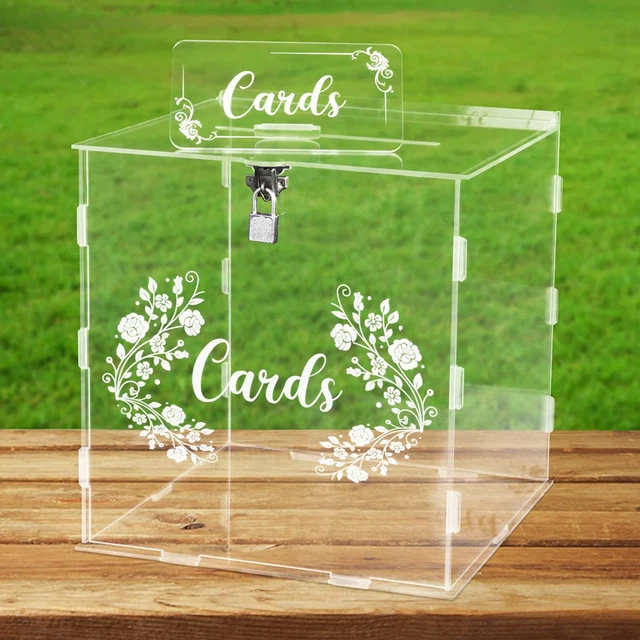 WEDDING CARD BOX Acrylic Clear Card Boxes with Lock Gift Card Box Money