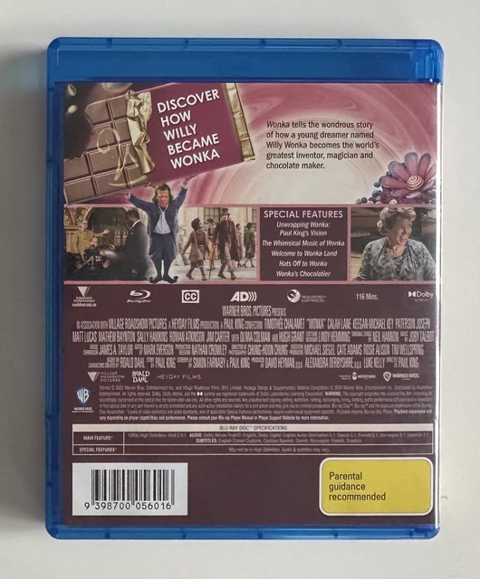 WONKA (BLU-RAY) REGION Free Timothée Chalamet Paul King 2023 Like New ...