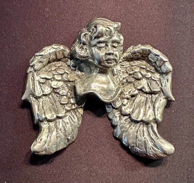 Vintage Rare Wyatt Pewter Winged Cherub Angel