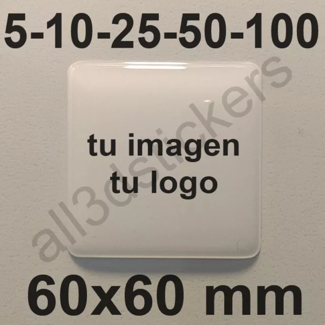 Pegatinas Personalizadas Logo Imagen Resina 60x60 mm Adhesivos Relieve Empresa