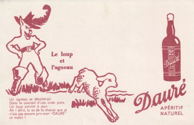 F89 Ancien collection Buvard DAURE Aperitif naturel Le Loup et l'Agneau