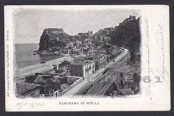 REGGIO CALABRIA SCILLA 02 FERROVIA Cartolina viaggiata 1903