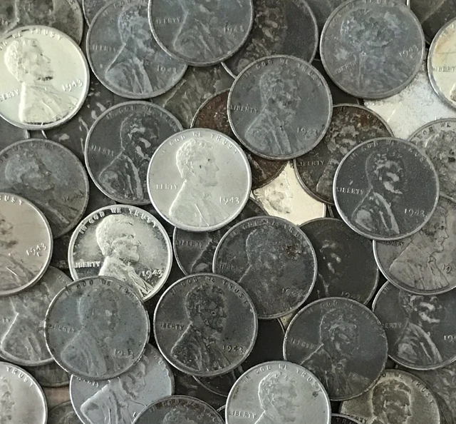 Roll of 1943 Wheat Cent Steel Pennies ~ 50 Coins ~ PD & S