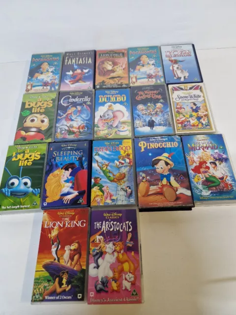 17X Vintage Kids VHS Bundle Job Lot Disney Video Cassettes Little Mermaid Dumbo