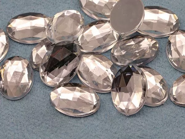 14x10mm Flat Back Oval Acrylic Rhinestones Plastic Costume Gem Craft 45 Pcs