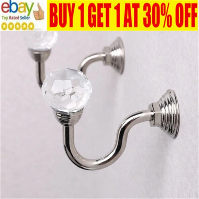 2/4Pcs Crystal Curtain Holdbacks Wall Tie Backs Hooks Hanger Holder Home DecOH