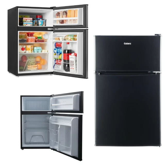 GALANZ TWO DOOR Mini Fridge, 3.1 Cu ft. Black 149.99 PicClick