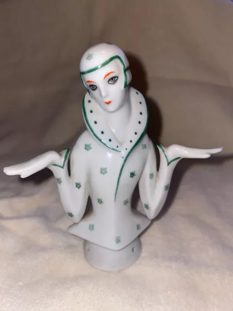 Art Deco Flapper Lady porcelain pin cushion.