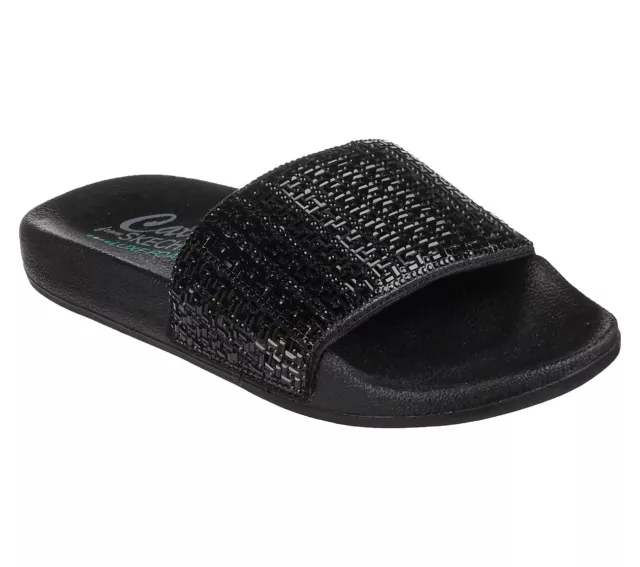 Skechers Chaussures Femme Mules Tongs de Piscine Chaussons Noir 119320 Neuf