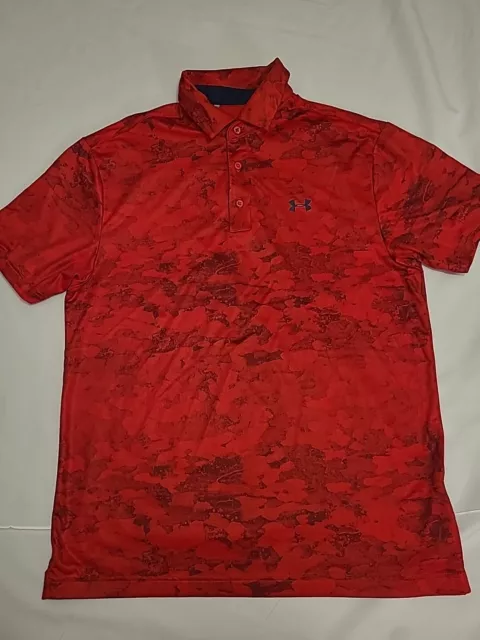 UNDER ARMOUR MENS Shirt Medium Red Camo Loose Heatgear Golf Polo $24.80 ...