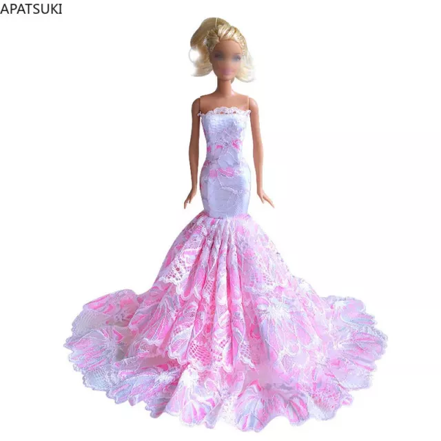 Pink Wedding Dress for 11.5inch Doll Princess Long Gown Doll Clothes 1/6  Toys