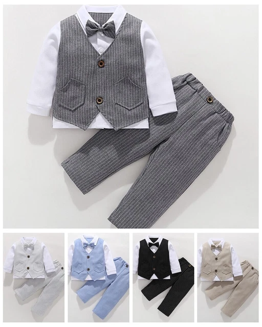 Jungen Kinder Langarm Hoseanzug Gentleman Anzug Hose zweiteiligem Bowknot Set
