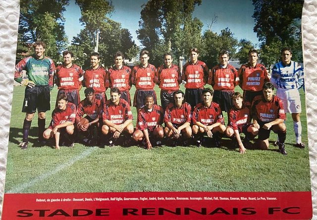 FOOTBALL POSTER GOURVENNEC André Ribar Le Pen Fall Stade Rennais Saison ...