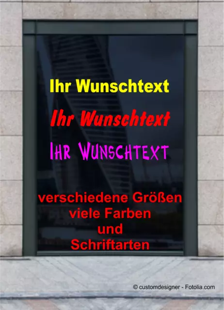 Wunschtext Schaufensterbeschriftung Aufkleber Werbung Geschäft Laden Auto