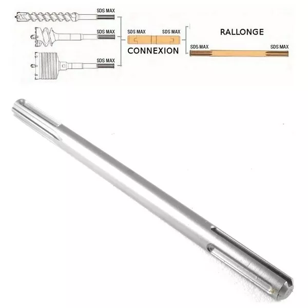 RALLONGE  SDS MAX à SDS MAX 300mm POUR PERFORATEUR