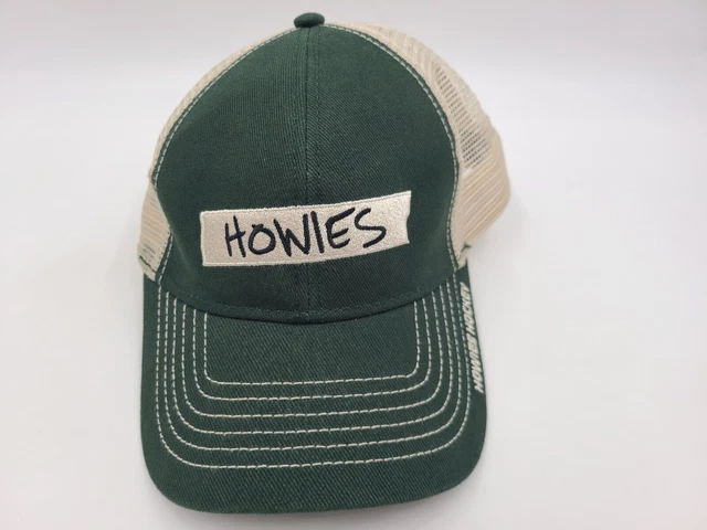 Howies Hockey Tape Mesh Trucker Snapback Hat Cap Dad Mom Men Women Green Beige