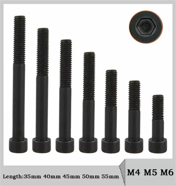 M4 M5 M6 Socket Cap Head Screws Alloy Steel Black Hex Allen Bolt Half Thread