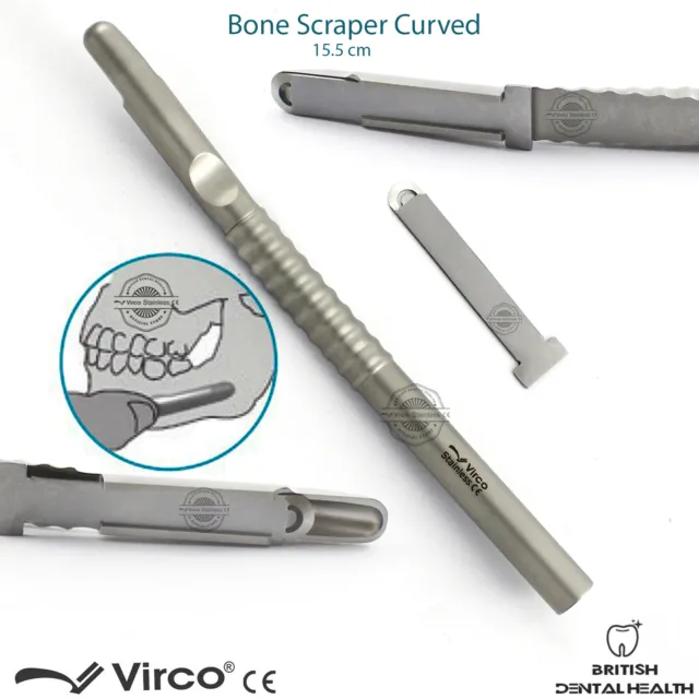 Implant Dentaire OS Grattoir Courbé OS Main Tenu Avec Côtés Implantologie 15.5cm