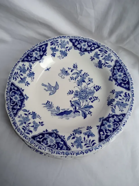 6 Grandes Assiettes Creuses Faience Ceramique Gien Decor Camaieu Bleu Delft