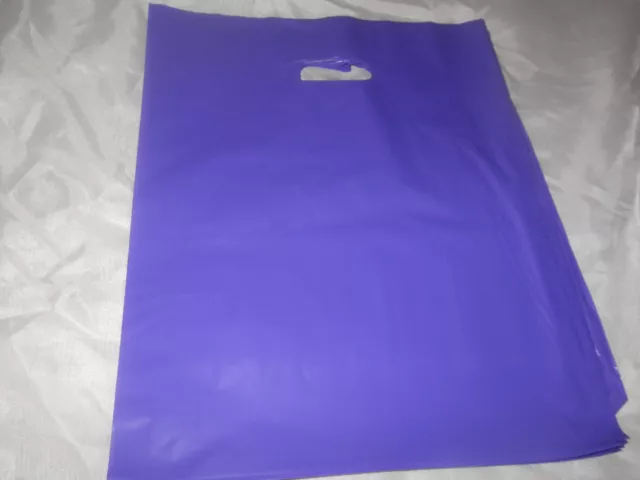 50 12x15 Glossy Purple Low-Density Plastic Retail Merchandise Bags WHandles