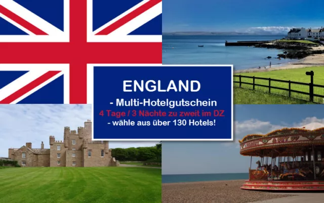 ENGLAND - Kurztrip 4 Tage für 2 (DZ) - über 140 Hotels n. Wahl! *Wert EUR 349,-*