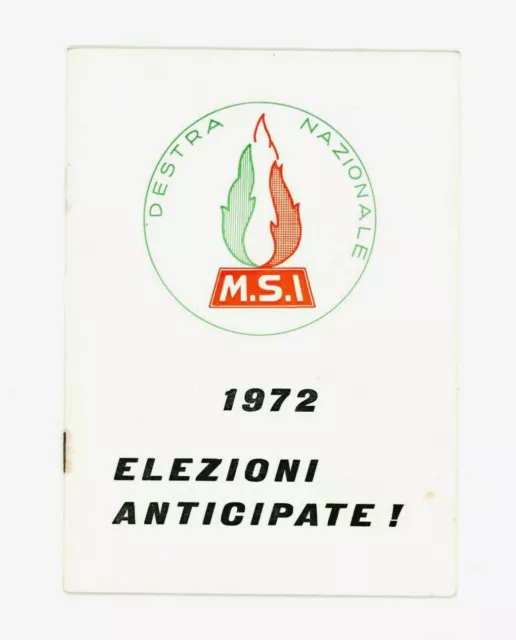 MSI Elezioni Politiche 1972 Opuscolo Movimento Sociale Propaganda Destra Como