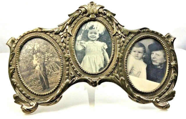19th Antique Vintage French LOUIS XV Picture Frame Bronze Triple Frame