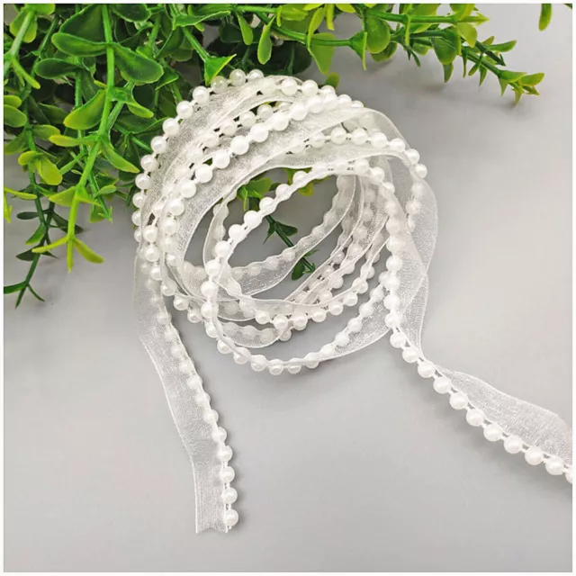 Gaze Perle Perlen Spitzenbesatz besticktes Band Nähen Hochzeit DIY Handwerk