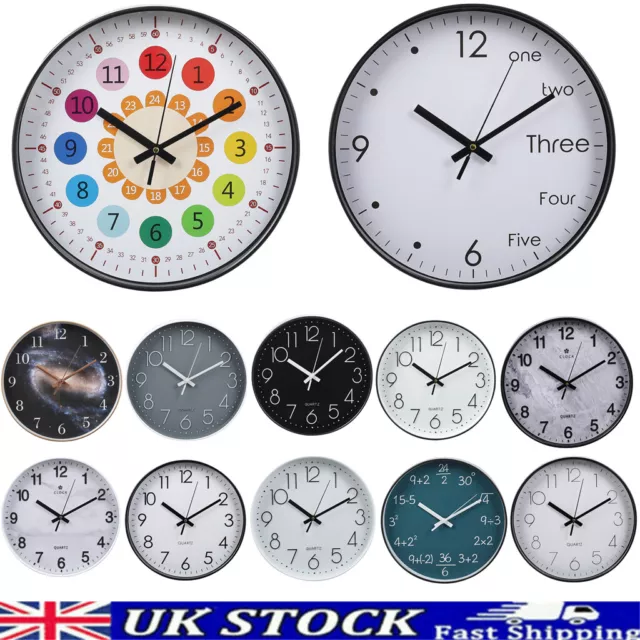 12" Wall Clocks Battery Operated Digital Quiet Sweep Office/Home/School/Kitchen