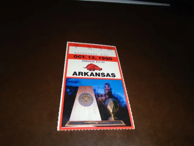 1990 Texas Tech  At Arkansas College Football Ticket Stub Ex-Mint