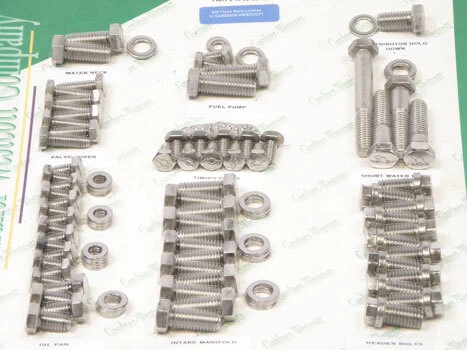 1978-87 Chevrolet "Bow Tie" Engine Dress-Up Bolt Set; Small Block with Headers;