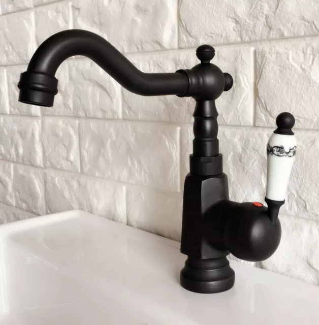 Black Oil Rubbed Brass Bathroom / Kitchen Sink Swivel Faucet Mixer Tap fnf352