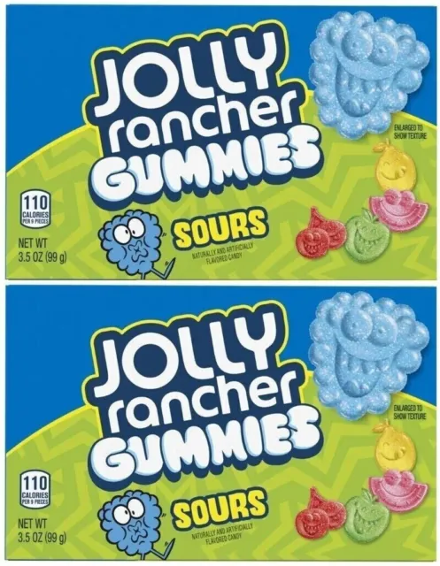 2x Jolly Rancher Gummies Sours Flavor 99g Sour & Chewy Gummy Candy Theatre Box