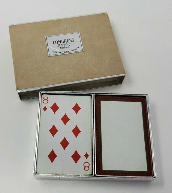 VINTAGE CONGRESS PLAYING Cards 2 Decks Bridge No Jokers Red & Blue 4.