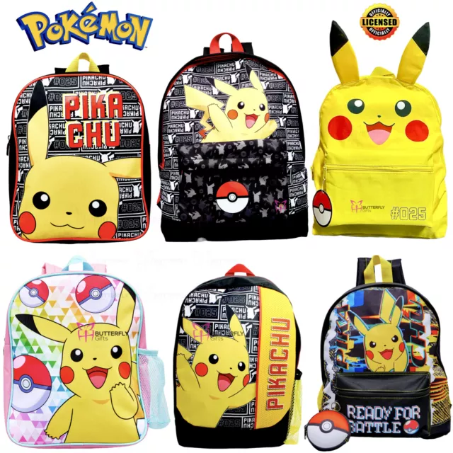 Kids Official Pokemon Pikachu Backpack School Gym Bag Boys Girls Back Pack