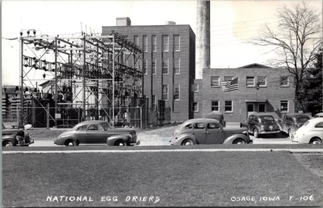 Osage Iowa~National Egg Dryers Factory~Power Plant~1940s Cars~RPPC