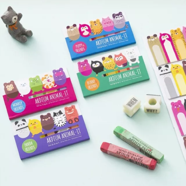 4pk Cute Animals Mini Sticky Notes Novelty Bookmark Memo Index Tab Page Markers