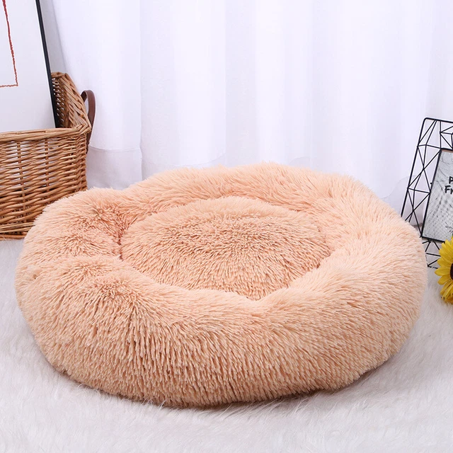 NEW Donut Plush Pet Dog Cat Bed Fluffy Soft Warm Calm Bed Sleeping Kennel Nest 6