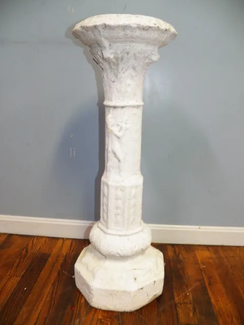 Vintage Concrete Garden Pedestal 31" Column Post Statute stand