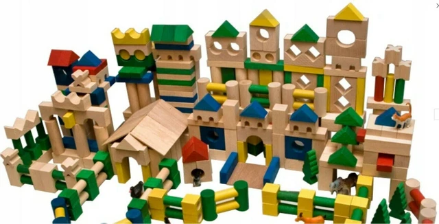 500 Holzbausteine Bauklötze Holzklötze Holzspielzeug aus Buchenholz  .