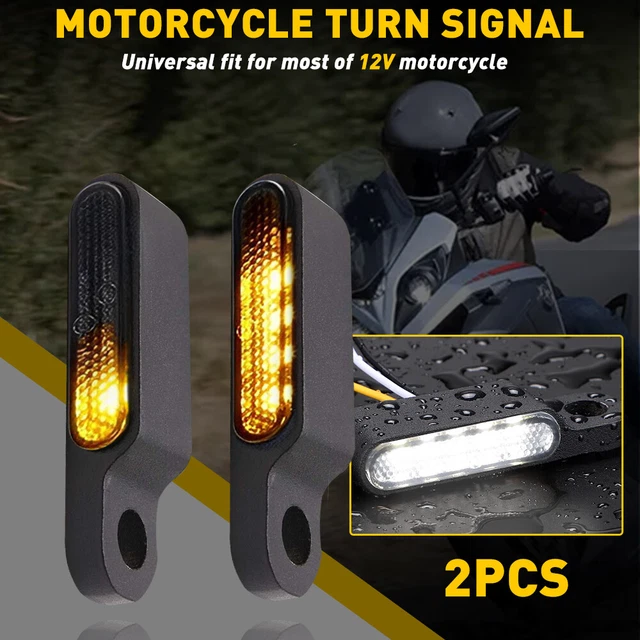 Motorcycle Turn Signals Handlebar Blinker Light Amber White For Suzuki Honda