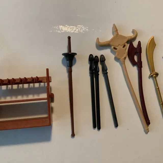 Lot Of Playmobil 9 Weapons & Rack (Medievil/ Viking?) 3